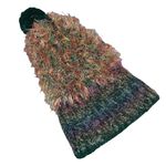 Vintage Multicolored Eyelash Beanie with Pom Green Photo 0