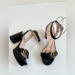 Gucci Marmont GG Platform Sandals EU 37 US 7 Black Leather Block High Heel Photo 1