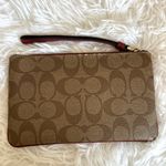 Coach Brown Burgundy Coat Canvas Wristlet w/ Card Slots Photo 1