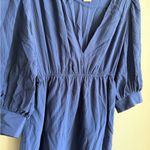 Amanda Uprichard Blue 100% Silk V-Neck Puff Sleeve A-Line Mini Dress Womens XS Photo 1