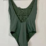 Xhilaration Women’s Lace Up Rib One Piece Swimsuit Olive Size Medium NWT Photo 7