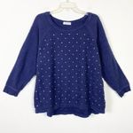 Dress Barn  Navy Blue & Silver Studded Front Knit Sweater Size 2X Photo 0