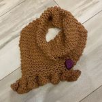 Handmade Hand Knit Camel Tan Neckie with Button and Ruffle Detail, one size fits most Photo 0