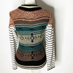 G By BKE SZ S Striped Knit & Lace Snap Cardigan White Photo 2