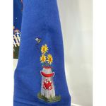 Quacker Factory S Whimsical Embroidered Fall Rustic Harvest Sweatshirt Country Blue Photo 4