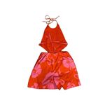 STAUD Women's Size 8 Red Floral Georgia Backless Romper Shorts Photo 4