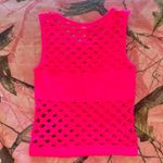 idea usa y2k fishnet cut out hot pink rave crop top Photo 2