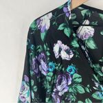 Belle Sky Belle Sky Chiffon Floral Print Strappy V-Neck Long Sleeve Faux Wrap Blouse L Photo 2