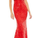 Mac Duggal  EMBELLISHED PUFF SLEEVE PLUNGE NECK TRUMPET GOWN 12421- SIZE 10 Photo 0