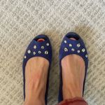 Stuart Weitzman Stuart Whitman Blue Suede Silver Stud Open Toe Flats 8.5 Women’s 🥰 Photo 4