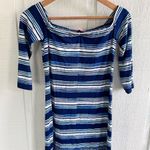 Lilly Pulitzer  Laurana Midi Off Shoulder Navy and White Striped Dress Photo 5