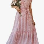FASHION Flowy Midi Tiered Ditsy Floral Dress Rose Pink Faux Wrap XXL Photo 2