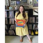 LOVE WHIT Yellow 100% Cotton Tie Back Crewneck Short Sleeve Flowy Midi Dress S Photo 11