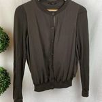 Lafayette 148  Brown Long Sleeve Chiffon & Knit Button Up Cardigan Sweater P Photo 0