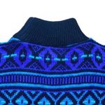 Vintage 80s 90s Oversized Sweater Acrylic Fair Isle Bright Neon Blue Purple sz L Size L Photo 8