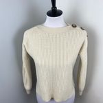 Madewell  Cream Boatneck Button Shoulder Ballon Sleeve Wool Sweater XS Photo 3