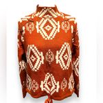 No Boundaries  mock neck super soft women’s sweater fun print brick color size m Photo 9