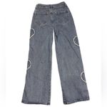 Angel Kiss Wide Leg Jeans with Frayed Hearts size 0  Photo 1