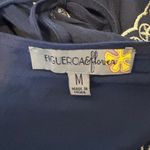 Figueroa & Flower Embroidered Tiered Maxi Dress Ruffle Sleeve Tie Waist Medium Blue Photo 5