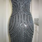 Parker Black Fully Beaded Art Deco Evening Gown Mesh Illusion Maxi Dress Size 4 Photo 4