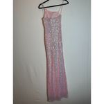 Midnight Doll  One Shoulder Pink Sequin Gown with Front Slit Size 0 Photo 4