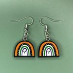 Colorful Halloween Ghost Rainbow Earrings Orange Photo 0