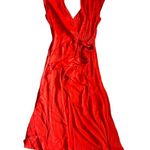 Anthropologie Maeve Open Back Wrap Midi Dress In Red Photo 1