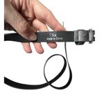 Silver Gray Faux Leather Belt 3X Matte Buckle Y2K Minimal Neutral Modern Photo 2