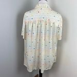 Vintage 70s Colorful Retro Button Down Top Shirt Large White Size XL Photo 3