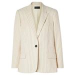 Nili Lotan Don Pinstripe One Button Blazer Jacket Natural Size 0 Black Photo 2