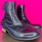 UGG  Orion Black Leather Double Buckle Detail Moto Boot Sz 7 Photo 0