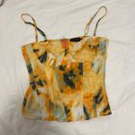 Pretty Little Thing Orange Tie Dye Print Structured Corset Top Photo 1
