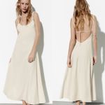 ZARA Bloggers Fav Ecru Linen Blend Bohemian Open Back Cut Out Midi Dress Sz L Photo 2