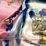 Horse Print Scarf PINK, gray & BLUE EQUESTRIAN PRINT SQUAR SILKy SCARF 35/35 Multiple Photo 7