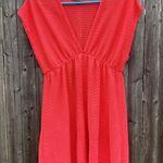 Jordan Taylor Vneck Empire Waist Crochet Knit Swim Coverup in Red Orange - Large Photo 0