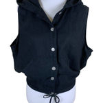 Studio Ease Linen Blend Button Hooded Vest 16W Black Boho Casual Lightweight Size undefined Photo 0
