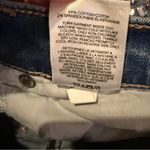 EXPRESS  Y2K Rhinestone Bedazzled Raw Hem Medium‎ Wash Denim Mini Skirt Sz 4 Photo 5