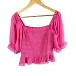 WAYF  Smocked Crop Top Size XL Summer Top Vacation Hot Pink Photo 2