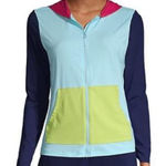 Lands' End  Swim Colorblock Zip-Up Hoodie Rash Guard Women’s Plus Size 2X Photo 0