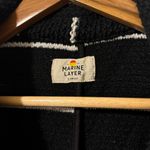 Marine layer  Birdseye Stripe Long-Line Cardigan Coat Size XS Sweater Comfy Black Photo 4