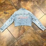 Guess  Cropped Denim Jacket Raw Hem Medium Photo 5