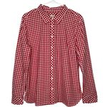 Talbots red gingham button-down shirt blouse holiday preppy size large Photo 1