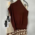 NWT Callahan Knitwear Womens Cream Brown Halterneck Crop Top Skirt Set Size S Photo 3