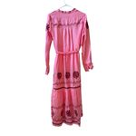 SALONI Alexa Embroidered Cotton Tiered Midi Dress in Geranium Pink Sz 4 US Photo 2