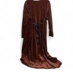 Erika Vintage II Brown Velvet Tie Waist Long Sleeve Maxi Dress Whimsigoth 2X Photo 5