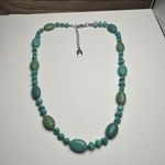 CHAPS  Blue Bead Silver Tone Beaded Necklace Adjustable Length Photo 8