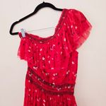 Joie New  Hafsa Silk One Shoulder Midi Dress Red Floral Asymmetric Women's Size S Photo 7