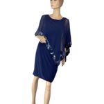 Scarlett Navy Blue Beaded Cape dress Formal Mother Of The Bride Size 8 Photo 1