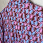 Alexis  pink blue brown geometric retro blouse Photo 9