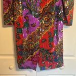 Anne Crimmins Art deco Sequin/Beaded Top 100% Silk Embellished Women's size 12 Purple Photo 8